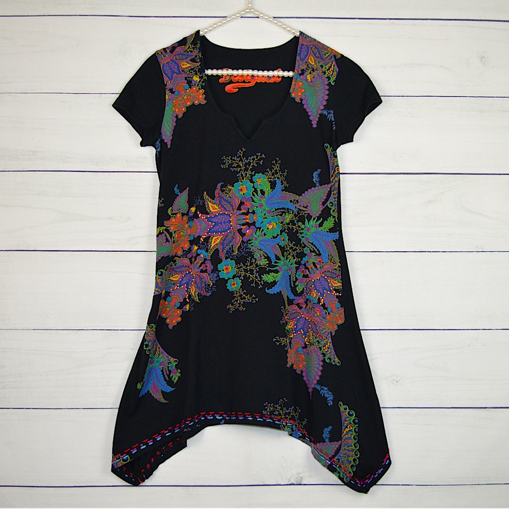 DESIGUAL | Black Dress Floral Beaded No Size